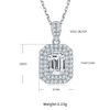 Exquisite rectangular S925 silver plated white gold moissanite diamond pendant earring set 1